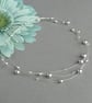 Silver Grey Floating Pearl Necklace - Light Grey Bridesmaid Jewellery - Wedding