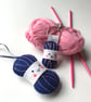 Yarn Ball Keyring and Lavender Bag Set- Deep Blue - Image 1