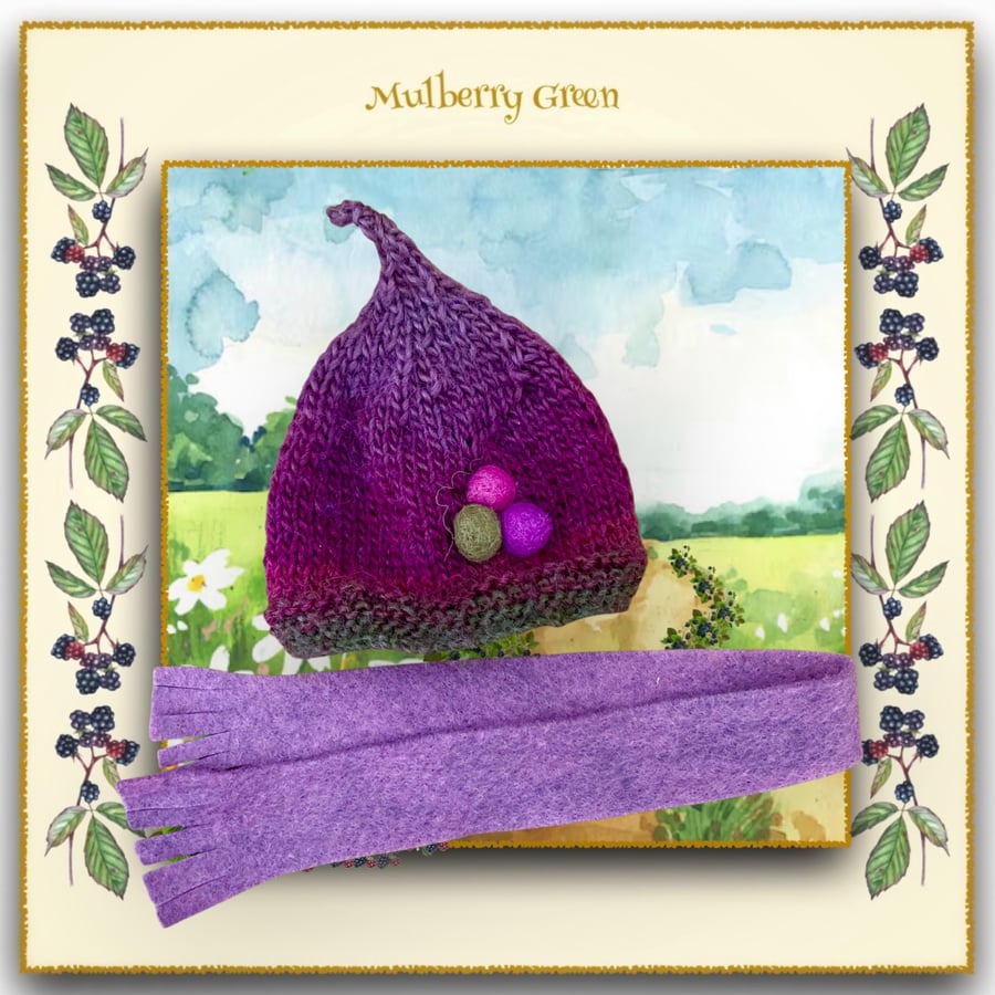 Reserved for Susan - Purple and Lavender Shaded Hat and Scarf Set