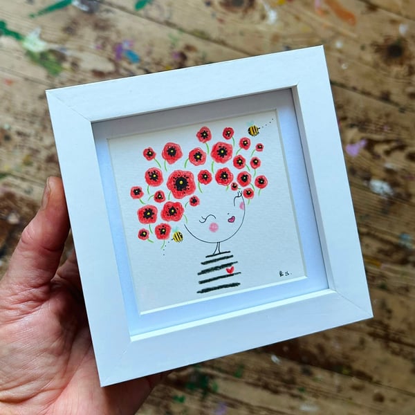 Poppy -Framed Original Mini Illustration