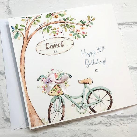 Cycling Birthday Card For Her Floral Bike Happy Birthday Mum Auntie Friend