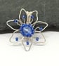 Flower Pendant, Silver Plated, Blue and Silver - Image 4