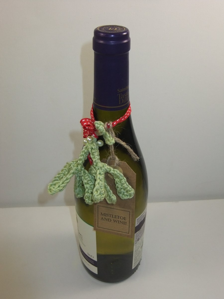 Mistletoe and Wine Bottle Decoration