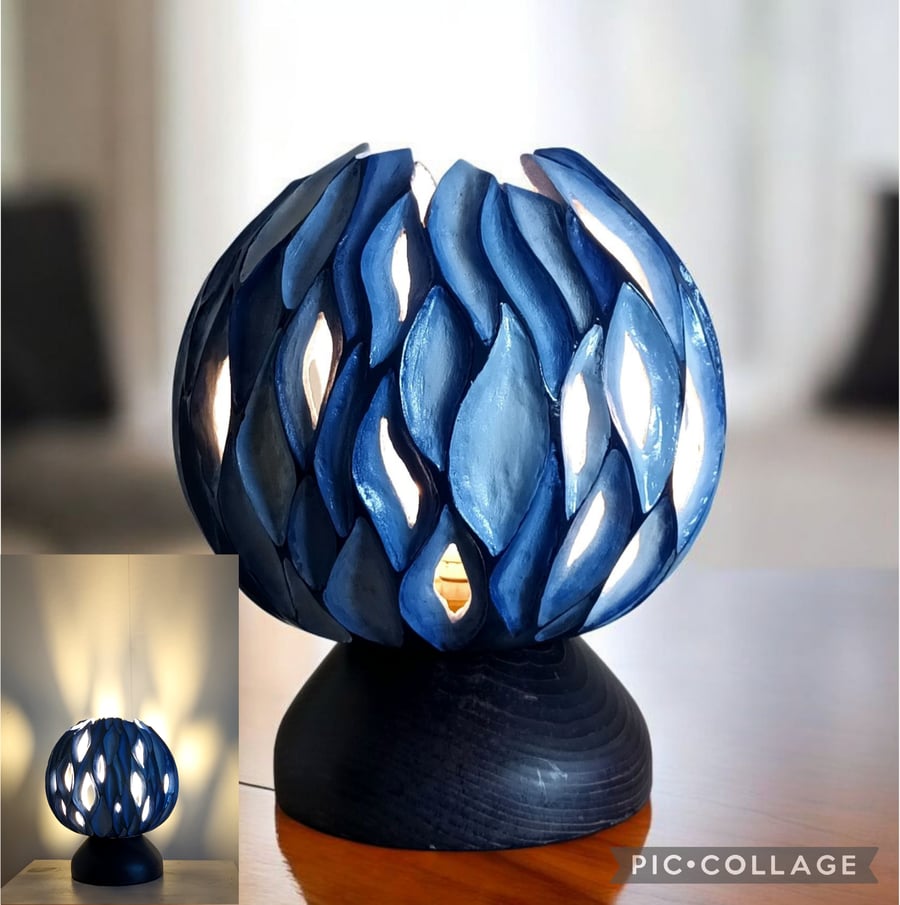 Blue Ember Gourd Lamp