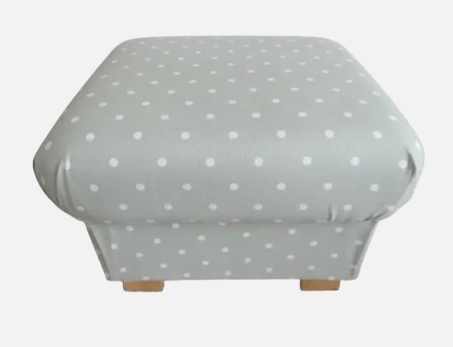Storage Footstool Sage Green Dotty Spot Fabric Polka Dots Pouffe Ottoman