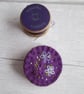 Hand Embroidered Floral Brooch on Purple Wool Felt - Image 3