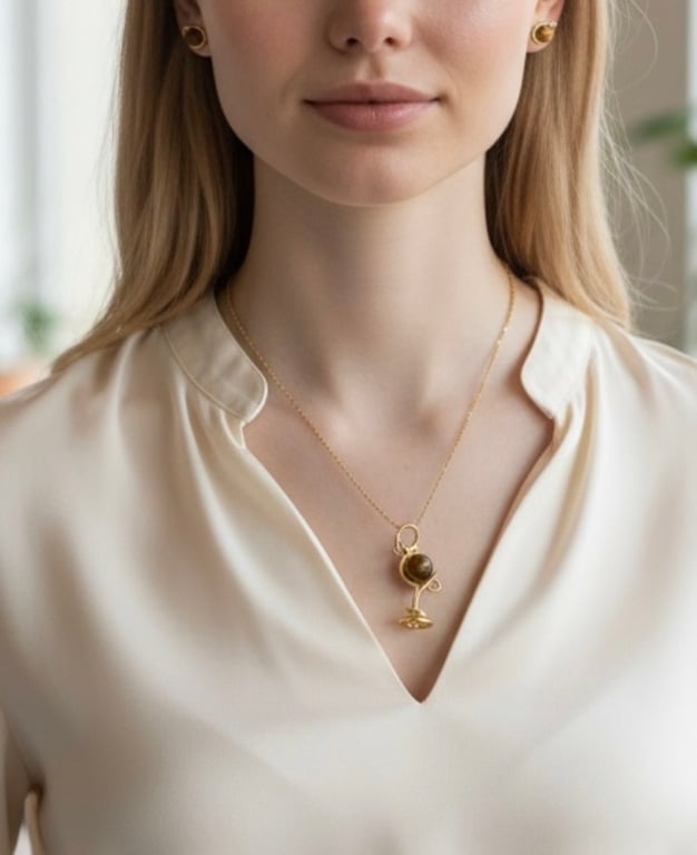 Tigers Eye Globe - Brass and Gold Plate - Globe Trotters