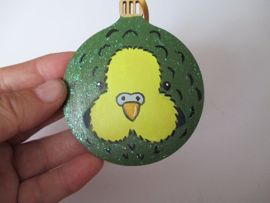 Budgie Budgerigar Christmas Tree Decoration Bauble Green and Yellow
