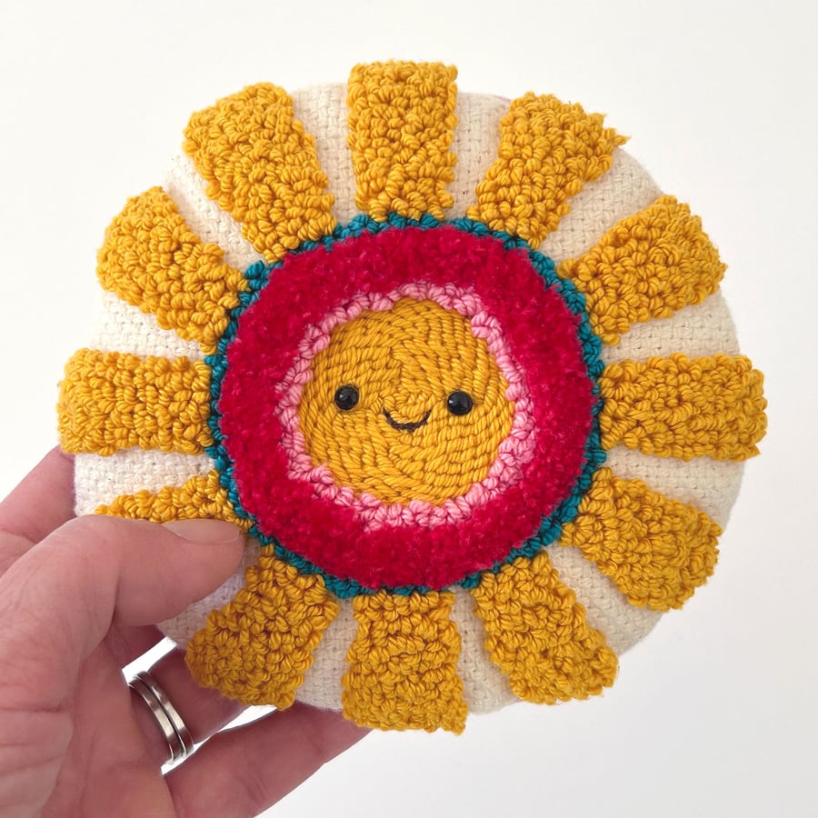 Original Punch Needle Art, Original Textile Art - Squishy Sunbeam!