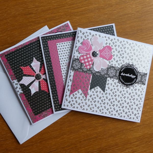 3 Ditsy Print Birthday Cards