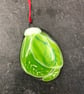 Fused Glass Sprout Christmas Three Decoration - green and white - Image 3