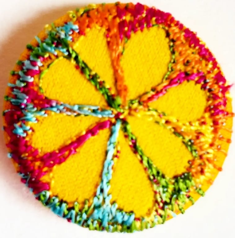 Buttons 1 inch button Hand Dyed Silks and Cottons Free Machine Embroidery Button