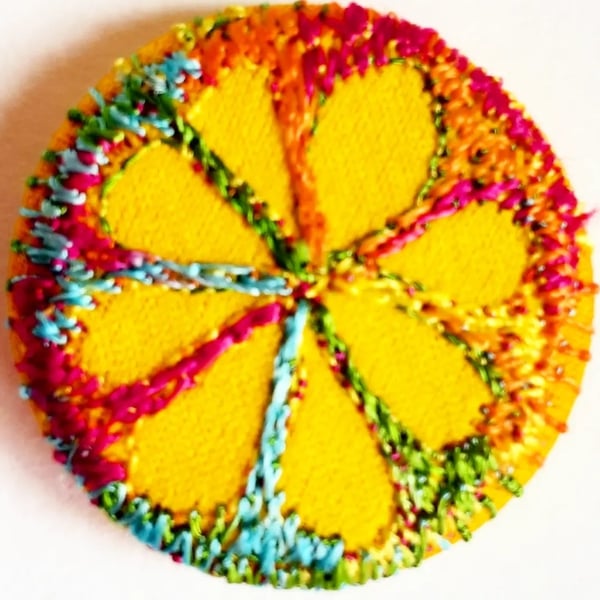 Buttons 1 inch button Hand Dyed Silks and Cottons Free Machine Embroidery Button