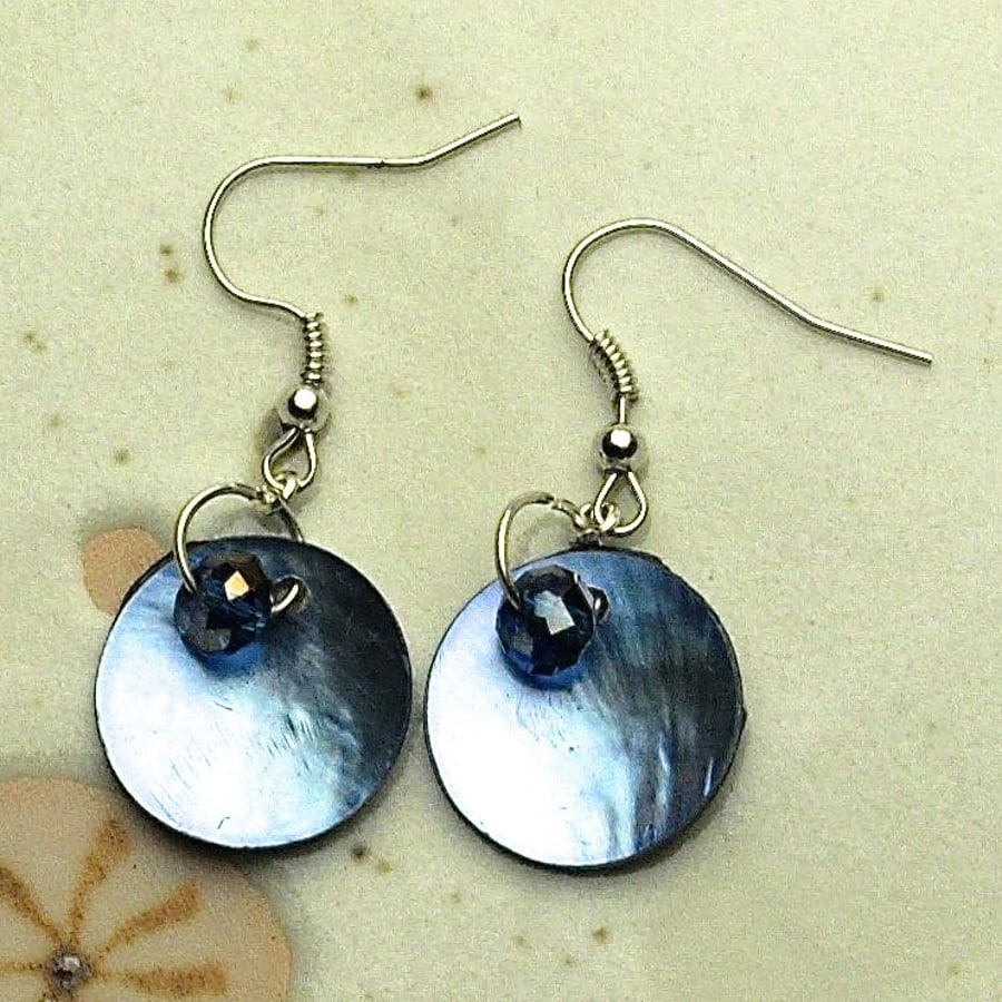 Blue Shell Bead Earrings