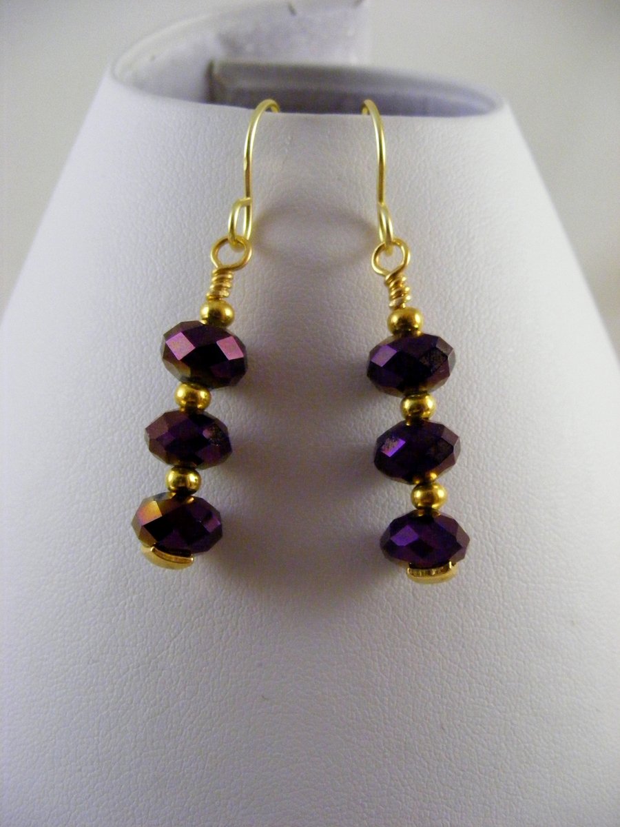 Purple Iris Crystal Earrings