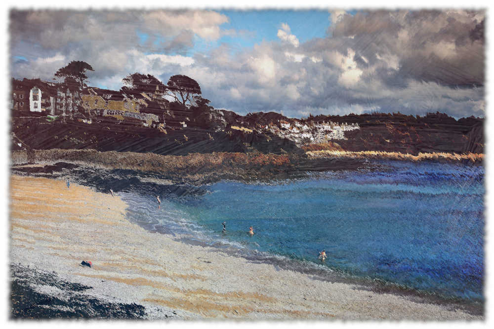 Print of Falmouth Beach, Digital Art 