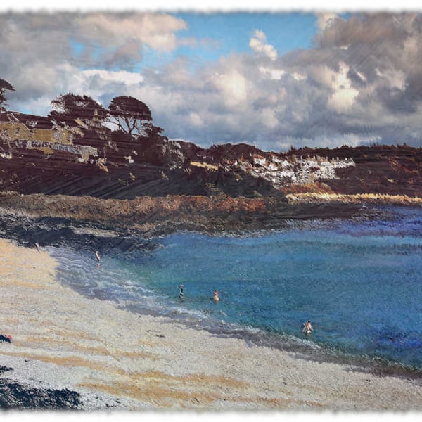 Print of Falmouth Beach, Digital Art 