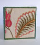 Birthday card or greetings card - made with upycled textiles orange pink green - Image 1