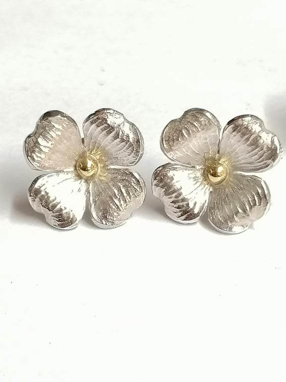 Gold and Silver hand made studs