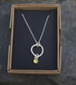 Textured Circle Silver Pendant with Peridot Drop - Image 4