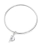 Luz by Fedha - oxidised sterling silver bangle with leaf pendant in vermeil    - Image 3