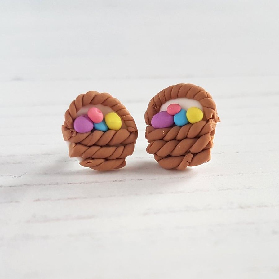 Easter Egg Basket stud earrings ONE PAIR AVAILABLE