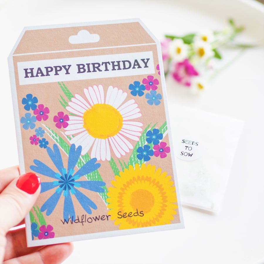 Wildflower Birthday Card - Wildflower Seeds - Happy Birthday - Greetings Card