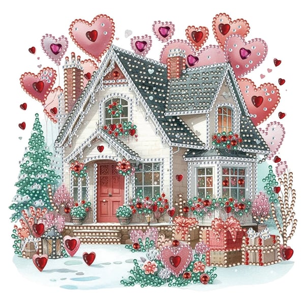 5D DIY Magical Love Hearts House Partial Special Shaped Drill Diamond Painting K