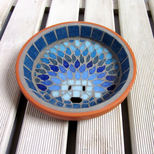 Moonlight Hedgehog Mosaic Garden Water Dish