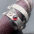 Large Textured Mismatched Silver Hoop Stud Earrings