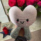 Handmade Crochet Pink Valantines Heart Plushie: Chenille Yarn