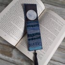  Embroidered Silk Bookmark, Moonlit Seascape Bookmark