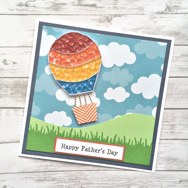 Fathers Day card - quilled hot-air balloon 