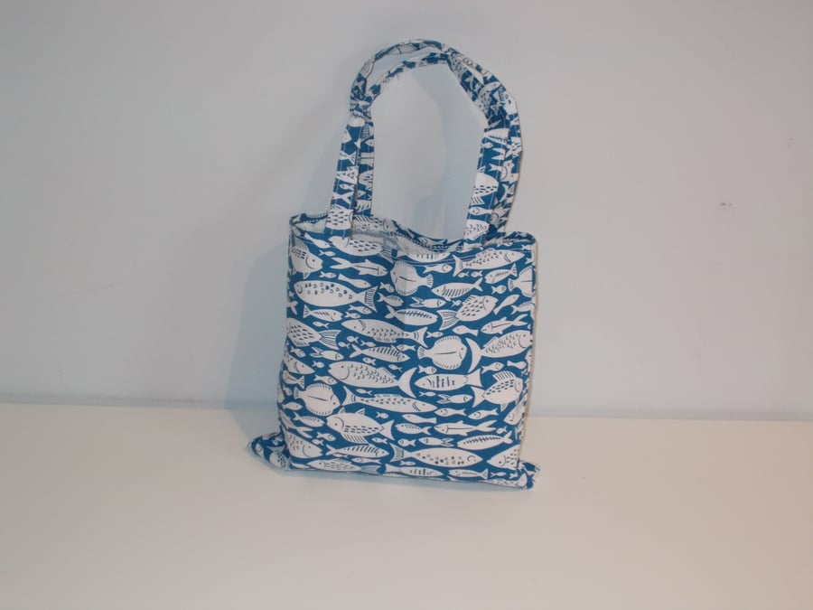Mini tote bag printed with fishes