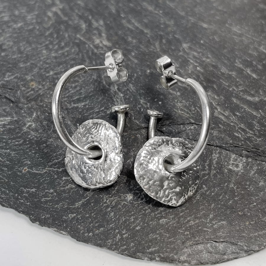 Sterling silver bead and hoop stud earrings