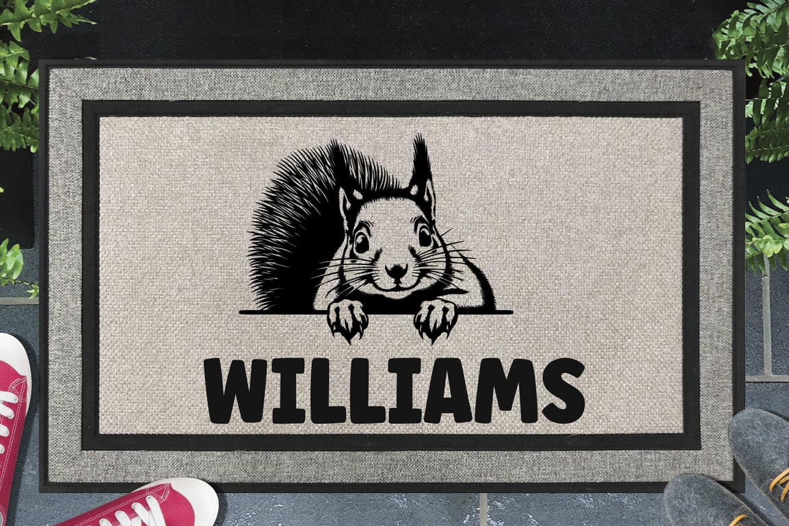 Squirrel Door Mat - Personalised Red Squirrel - All Weather Doormat - 45x70cm 
