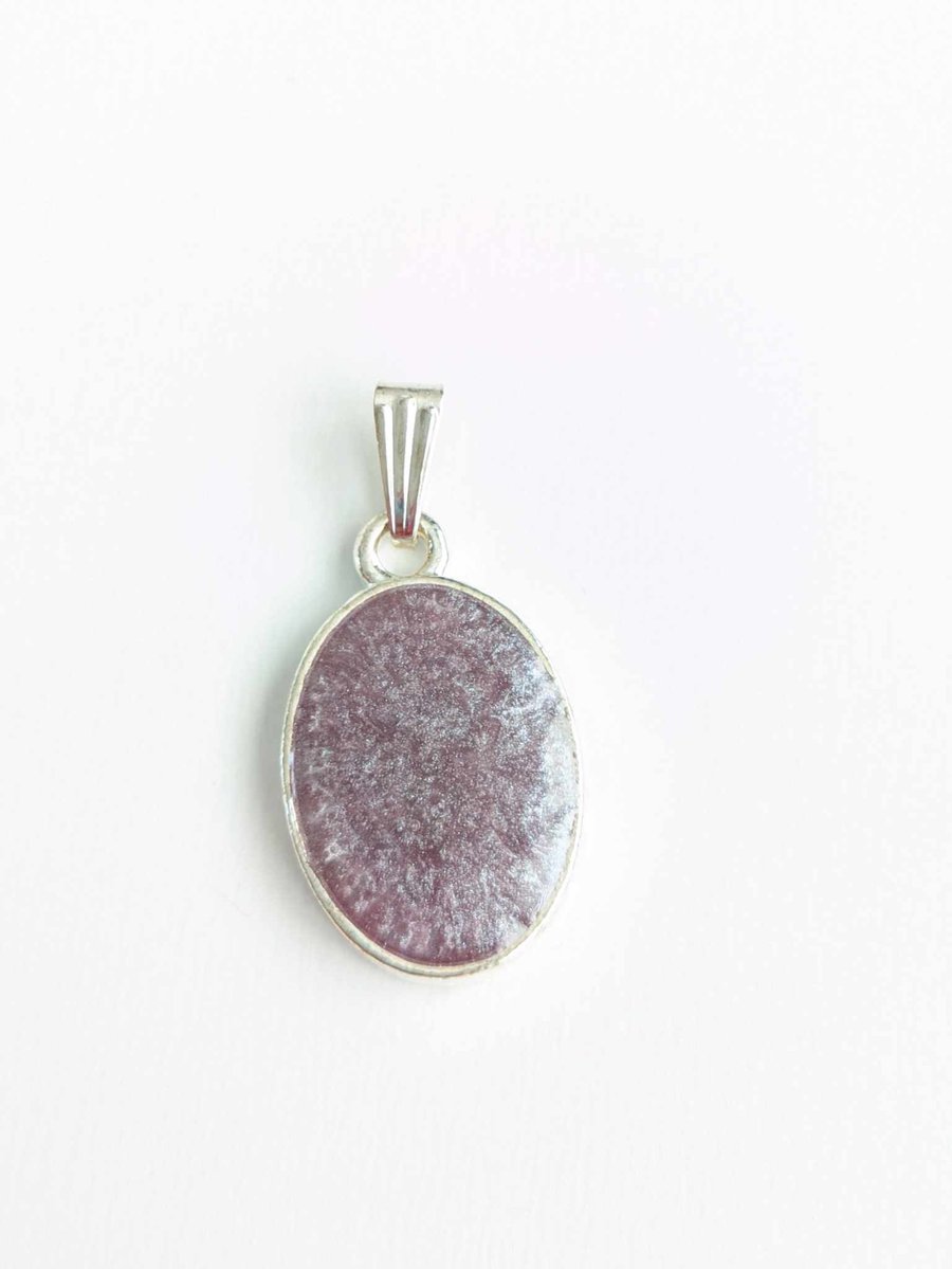 Small Dusky Purple Oval Resin Pendant