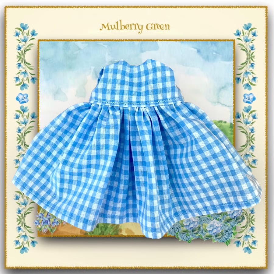 Round Necked Blue Checked School Dress