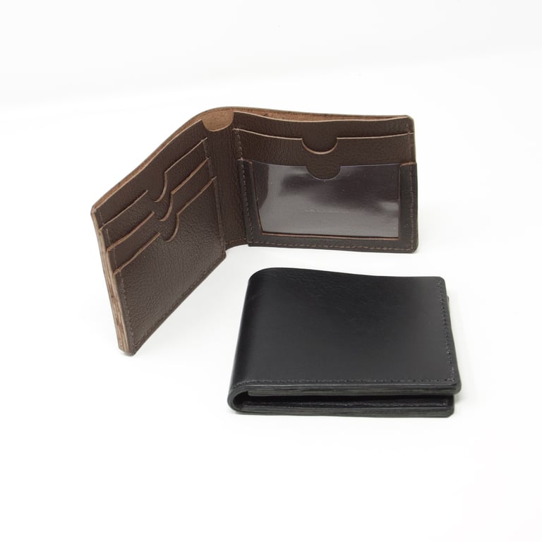 Slim leather wallet - choice of brown or black leather