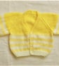 Baby's Knitted Cardigan with Yellow Stripes, Baby Shower Gift, Baby Gift - Image 1