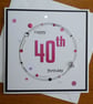 40th Birthday Card - Hot Pink Wreath Design  - Image 8
