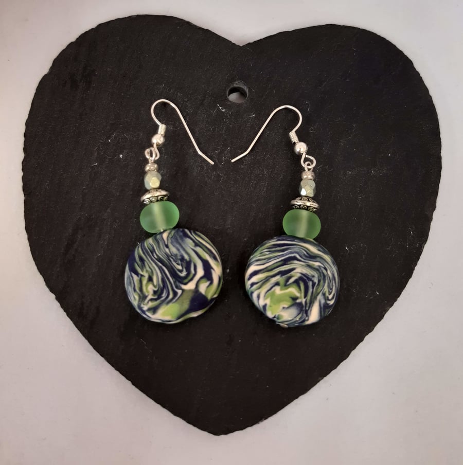 Disc shaped polymer clay earrings
