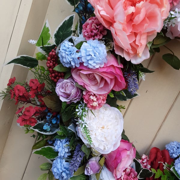 Paradise.  Large wreath  door wall table grave weddings. 