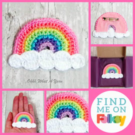 Crochet pastel rainbow  brooch, crochet rainbow pin, rainbow brooch