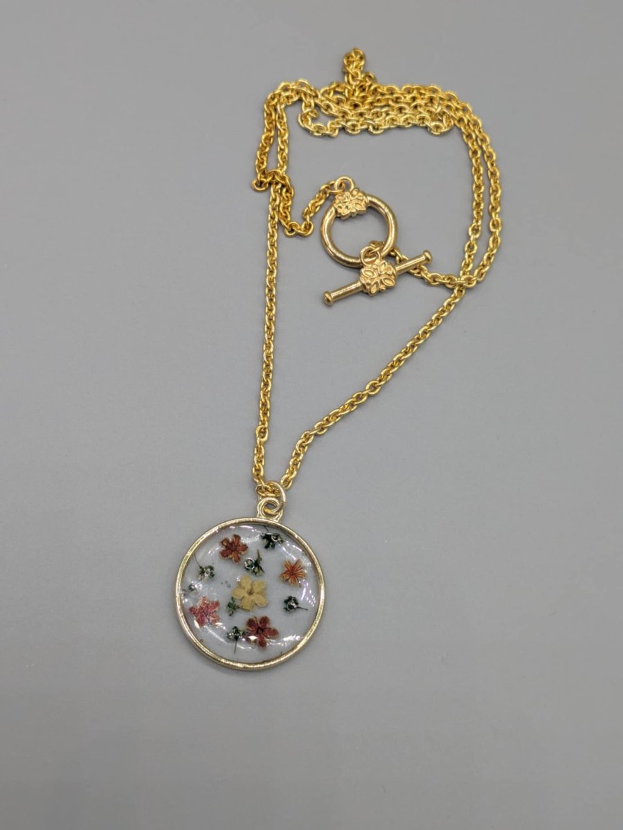 Real Flower Necklace, Autumnal Flower Necklace, Botanical Pendant, Gift for Her