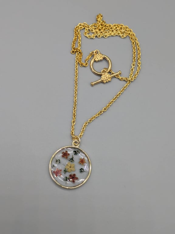 Real Flower Necklace, Autumnal Flower Necklace, Botanical Pendant, Gift for Her