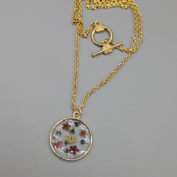 Real Flower Necklace, Autumnal Flower Necklace, Botanical Pendant, Gift for Her