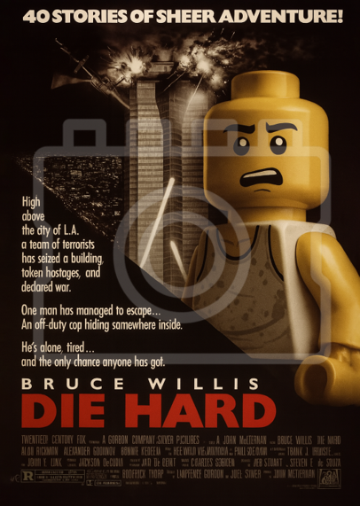 DIE HARD - LEGO-Inspired A4 Movie Poster Print - Ready to Frame