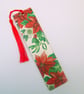 Christmas poinsettia floral wood decoupage bookmark with tassel - Image 4