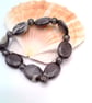 Men's Black Grey Marbled Oval Stone and Gunmetal Spacer Bracelet, Men's Bracelet - Image 3
